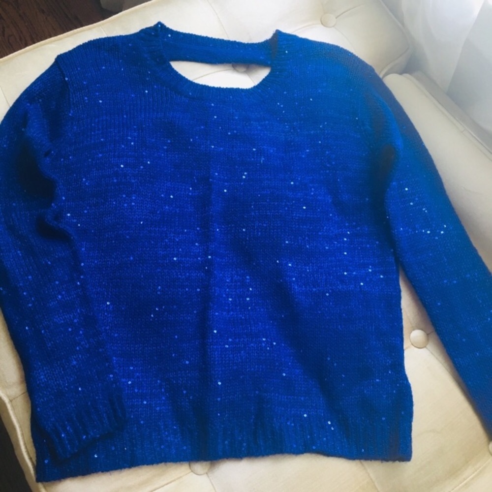 NW FOREVER 21 blue sequins SWEATER SZ M